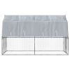 Dog Cage with Roof and Door Silver Galvanized Steel